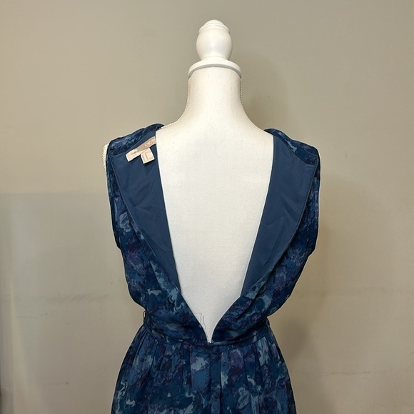 Forever 21 Blue Watercolor Print Align Dress Cutout Detail Neckline - Picture 6 of 7